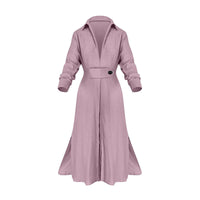 Women's Elegant Tied Solid Color Waisted Long-sleeved Shirt Dress