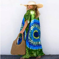 Rayon Printed Blooming Loose Vacation Robe Beach Dress Bikini Sun Protection Shirt