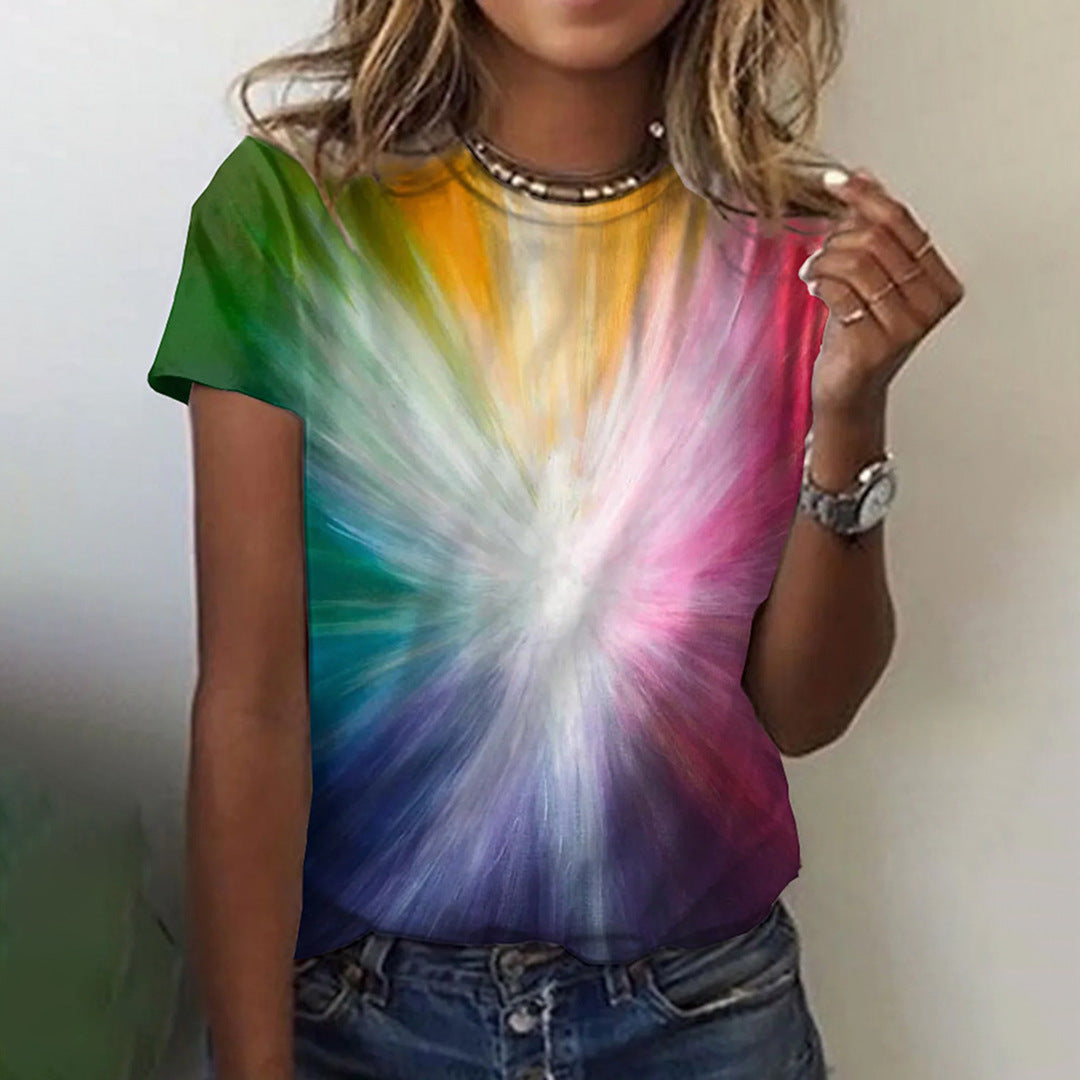 Summer New Printed Round Neck Short Sleeve - Chic Angle