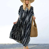 Rayon Printed Blooming Loose Vacation Robe Beach Dress Bikini Sun Protection Shirt