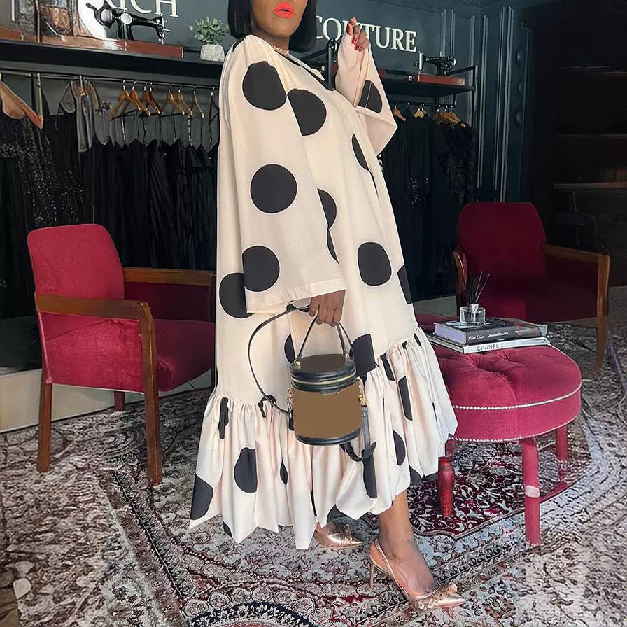 Loose Big Hem Polka Dot Printing Dress