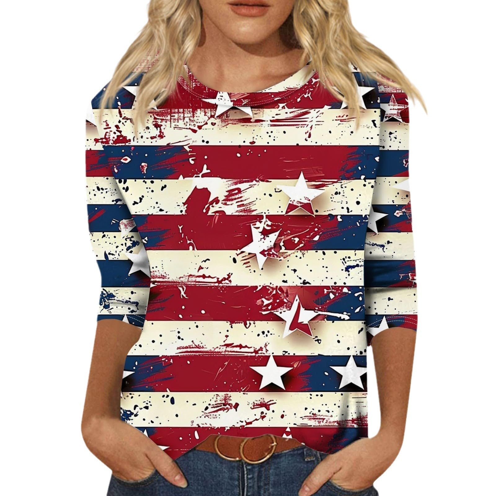 Long Sleeve Round Neck Slim Summer Tie-dyed Printed Clothing - Chic Angle