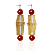 Silver Niche Design Earrings Ethnic Natural Bamboo Joint Female