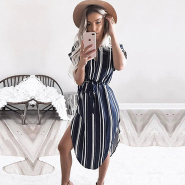 Sexy V-neck print midi dress