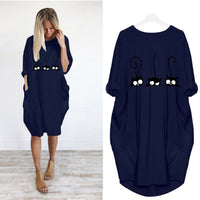 Autumn and winter long-sleeved loose print dress