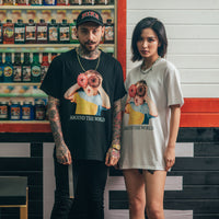 RS tide brand men's spring and summer European and American leisure round neck donuts children's printing lovers short-sleeved T-shirts