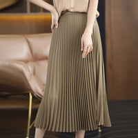 Pleated Skirt Mid-length Skirt Fashionable All-match High Waist Loose Thin Bottoming Skirt