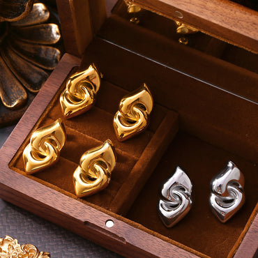 European And American Geometric Double Ring Ring Buckle Non-fading Temperament Earrings