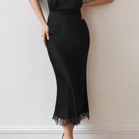 Elegant French Lace Stitching Skirt