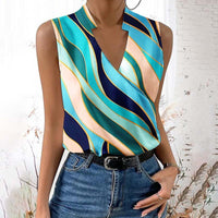 Women's Fashionable Color Abstract Graphic V-neck Vest