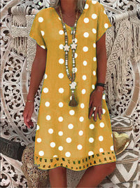 V-neck print midi dress