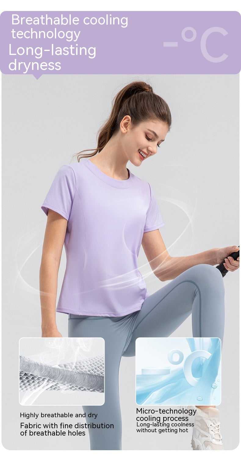 Loose Yoga Clothes Short Sleeve Lightweight Breathable Running Fitness Sports Top