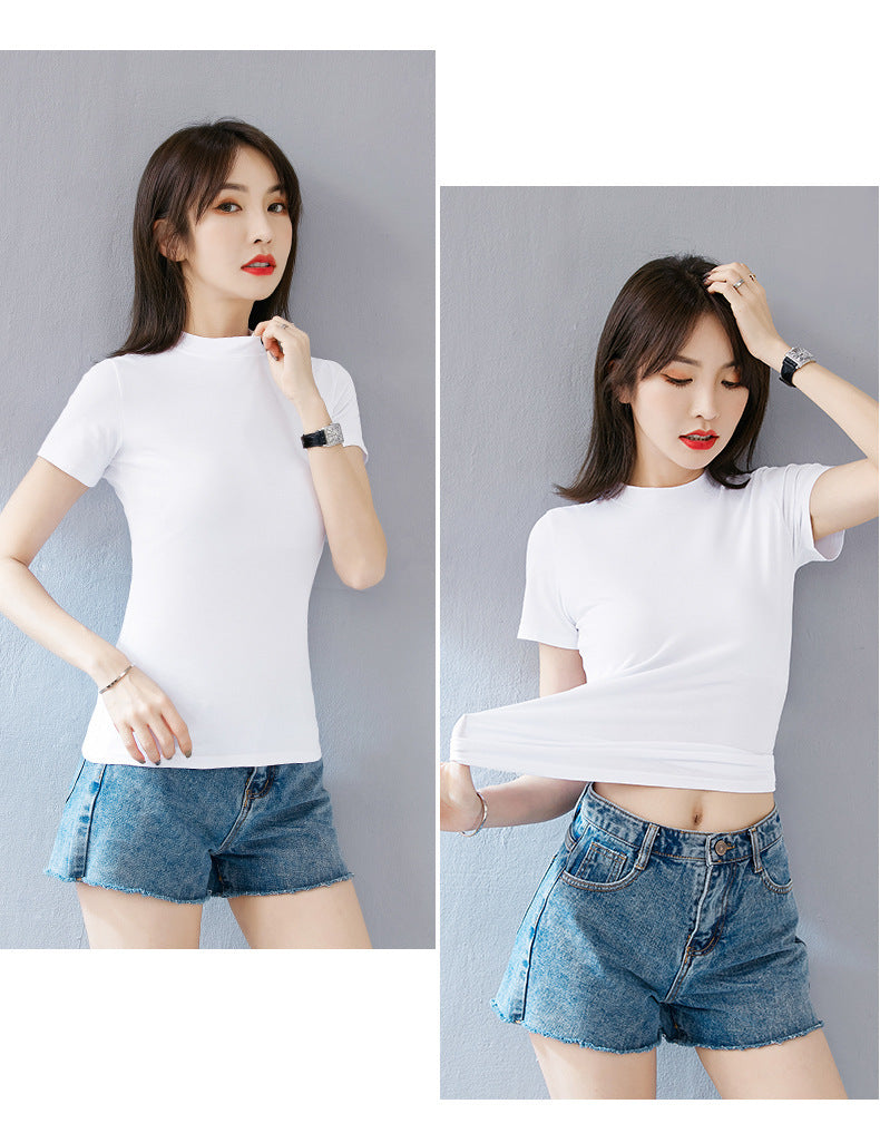 Women's Summer Slim Fit Autumn Korean Style Short Sleeve Cotton