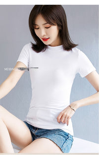 Women's Summer Slim Fit Autumn Korean Style Short Sleeve Cotton