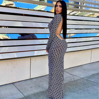 Women Print Backless Dress Women