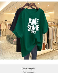 Simple American Letter Crew Neck Cotton T-shirt