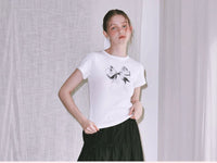 Special-interest Design 23 Summer Hot Girl Bow Round Neck Short Sleeve T-shirt Girl