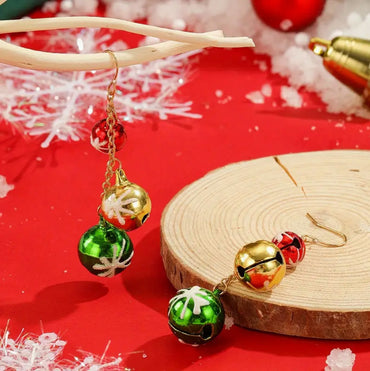 European And American Elegant Cute Christmas Colorful Bell Tassel Earrings
