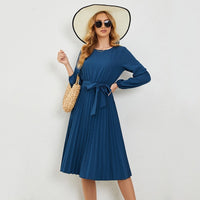 Skirt Summer Vacation Women's Lace-up Solid Color Pleated Dress