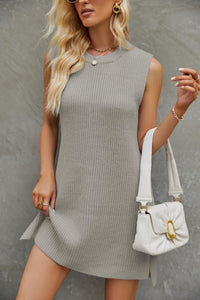 Women's Fashion Solid Color Round Neck Knitted Dress