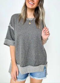 New Round Neck Loose Patchwork Sweater T-shirt