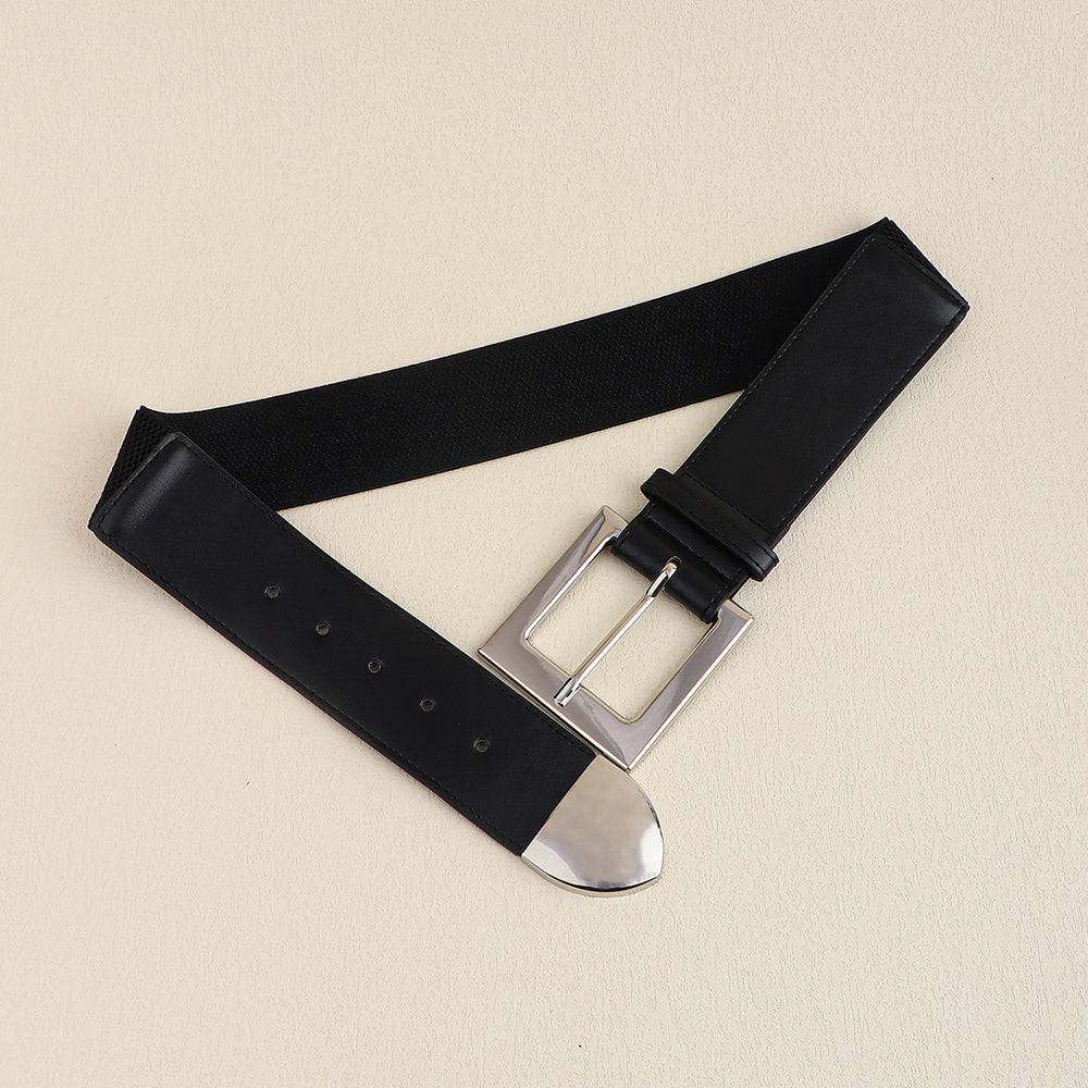 Black Belt Women's Elastic Elastic Needle Buckle Belt Fashion All-match Skirt Shirt Closed Waist Wide Waist Seal