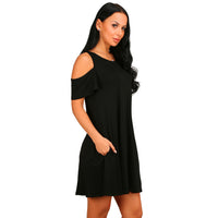 Loose strapless short sleeve pocket dress