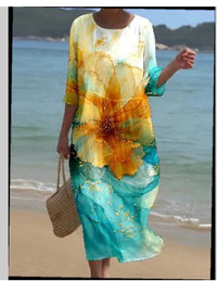 Women's Floral Art Printed Leisure Vacation Dress
