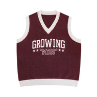 Jacquard Letter V-neck Knitted Sweater Vest
