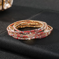 Diamond-embedded Stretch Bracelet 2mm Single Row Color