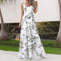 Sleeveless Belt Irregular Cake Maxi Dress