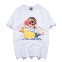RS tide brand men's spring and summer European and American leisure round neck donuts children's printing lovers short-sleeved T-shirts