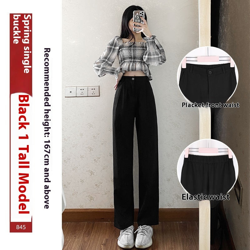 High Waist Drooping Straight Mopping Pants Black Wide Leg Pants