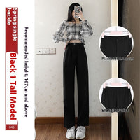 High Waist Drooping Straight Mopping Pants Black Wide Leg Pants
