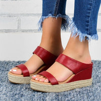 European And American Wedge Slippers Hemp Rope Ladies Casual Flat Sandals