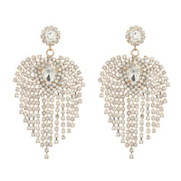 Full Rhinestone Tassel Earrings For Bride