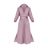 Women's Elegant Tied Solid Color Waisted Long-sleeved Shirt Dress