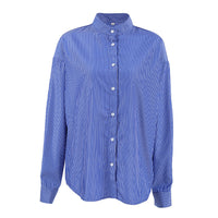 French Style Blue Striped Shirt Design Sense Niche