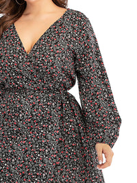 V-neck lantern sleeve maxi skirt
