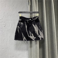 Summer High Waist Slim Personalized Pattern Denim Skirt
