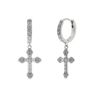 Silver Needle Geometric Cross Ear Clip Diamond-embedded Hipster
