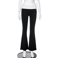 Color Matching Waist Casual Bootcut Trousers Women