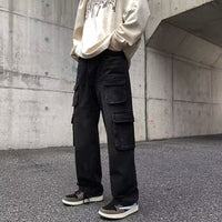 Cargo Jeans Men's Distressed Straight Loose Pants