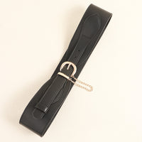 Vintage Women's Belt Black High-grade Metal Chain Pin Buckle Dress Shirt Simple Restraint Waist Wide Waist Seal