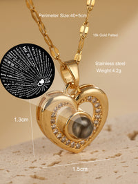 Peach Heart Love Projection Necklace In Multiple Languages, I Love You Memory Necklace