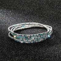 Diamond-embedded Stretch Bracelet 2mm Single Row Color