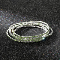 Diamond-embedded Stretch Bracelet 2mm Single Row Color