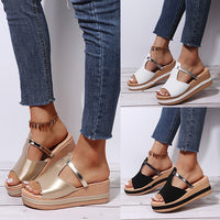 Wedge Heel Female Fish Mouth Word Casual Outdoor Sandals