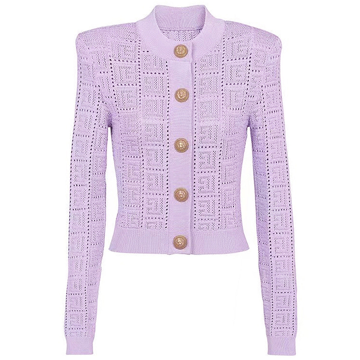 Long Sleeve Short Round Neck Hollow Out Knitwear Dress Vest Shorts