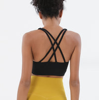 Cross Shockproof Gathered Yoga Beauty Back Bra